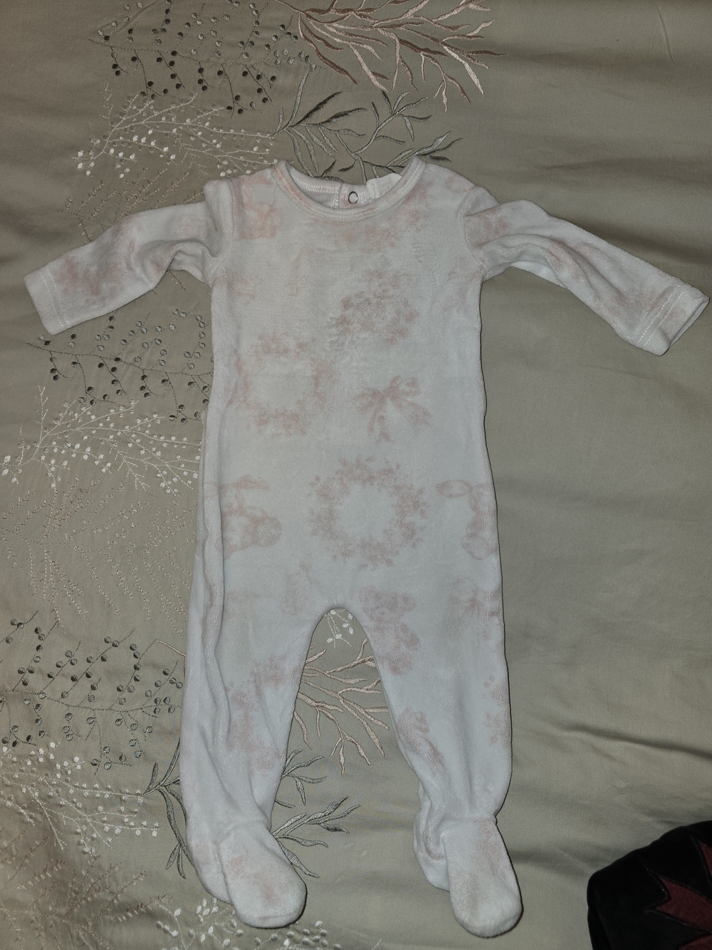 Kippys White Footed One-Piece with Light Pink Floral Tie-Dye